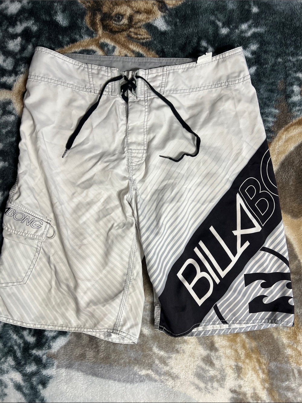Billabong White and Black Logo Board Shorts